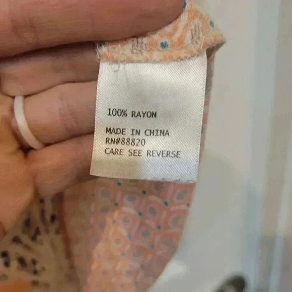 𝅺Lucy & Laurel Women's Blue/Orange/Cream Lace Tunic Blouse - Picture 10 of 10